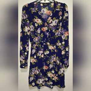 LULUS, FLORAL LONG SLEEVE DRESS, FULLY LINED. NWOT